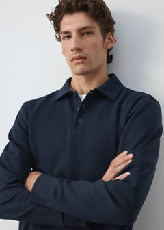 Regular fit polo-neck sweatshirt — Night Blue 4