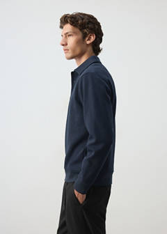 Regular fit polo-neck sweatshirt — Night Blue 5