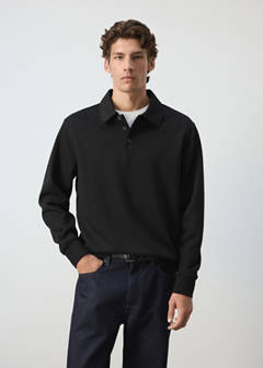 Regular fit polo-neck sweatshirt — Black 1