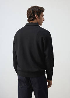Regular fit polo-neck sweatshirt — Black 3