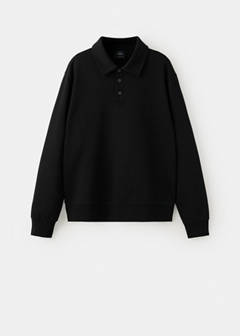 Regular fit polo-neck sweatshirt — Black 6