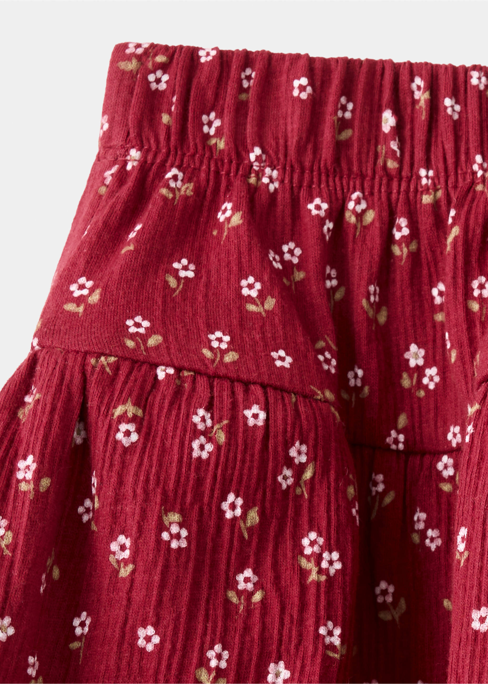 Printed skirt with ruffles - Details of the article 8, Cherry. Ref: 37086002-00.