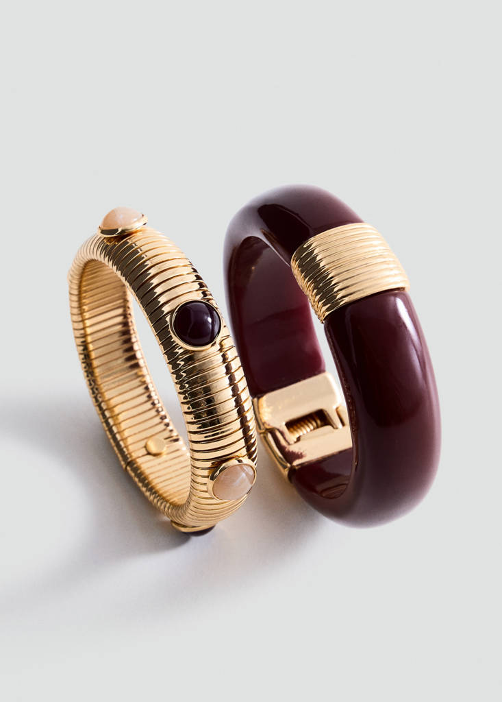 Pack of 2 bracelets with an irregular design — Gold