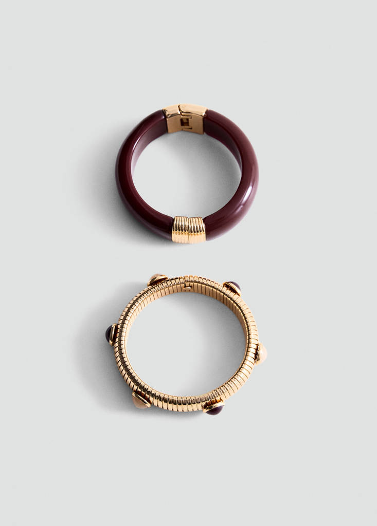 Pack of 2 bracelets with an irregular design — Gold