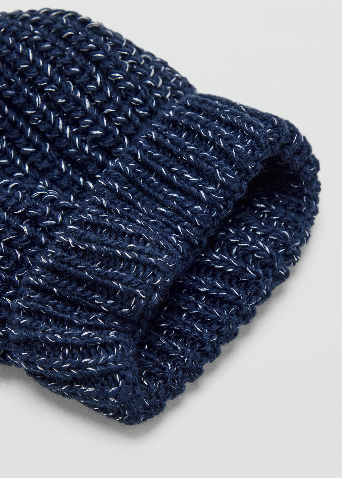 Metallic knitted bobble hat — Navy