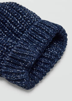 Metallic knitted bobble hat — Navy 2