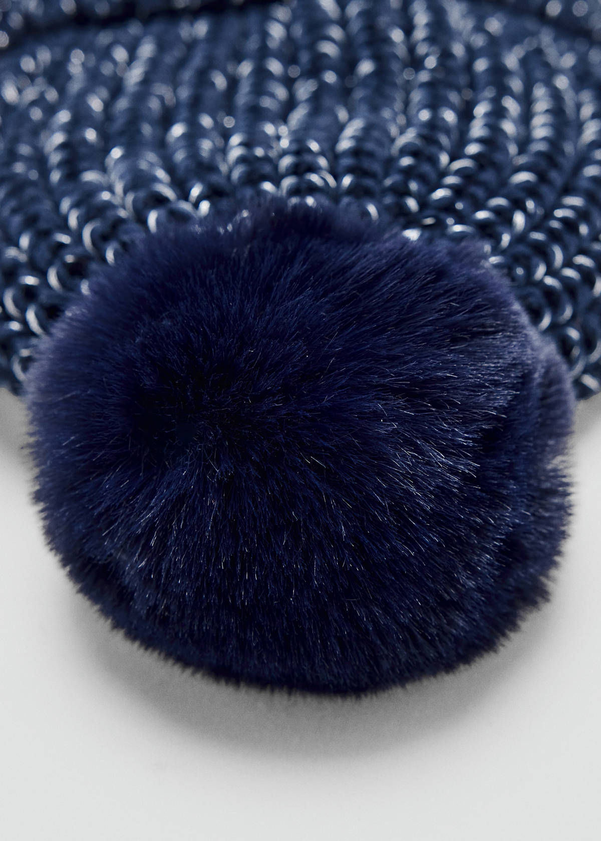 Metallic knitted bobble hat — Navy