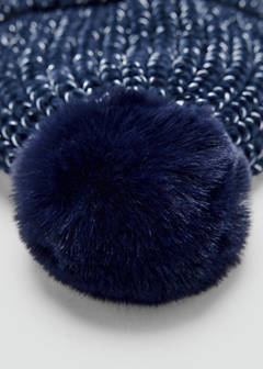 Metallic knitted bobble hat — Navy 3