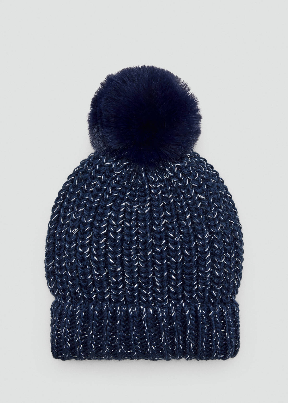 Metallic knitted bobble hat — Navy