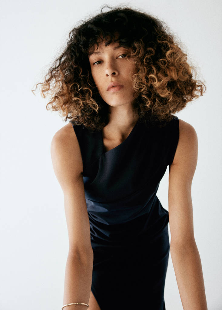 Asymmetric Neckline Ruched Dress