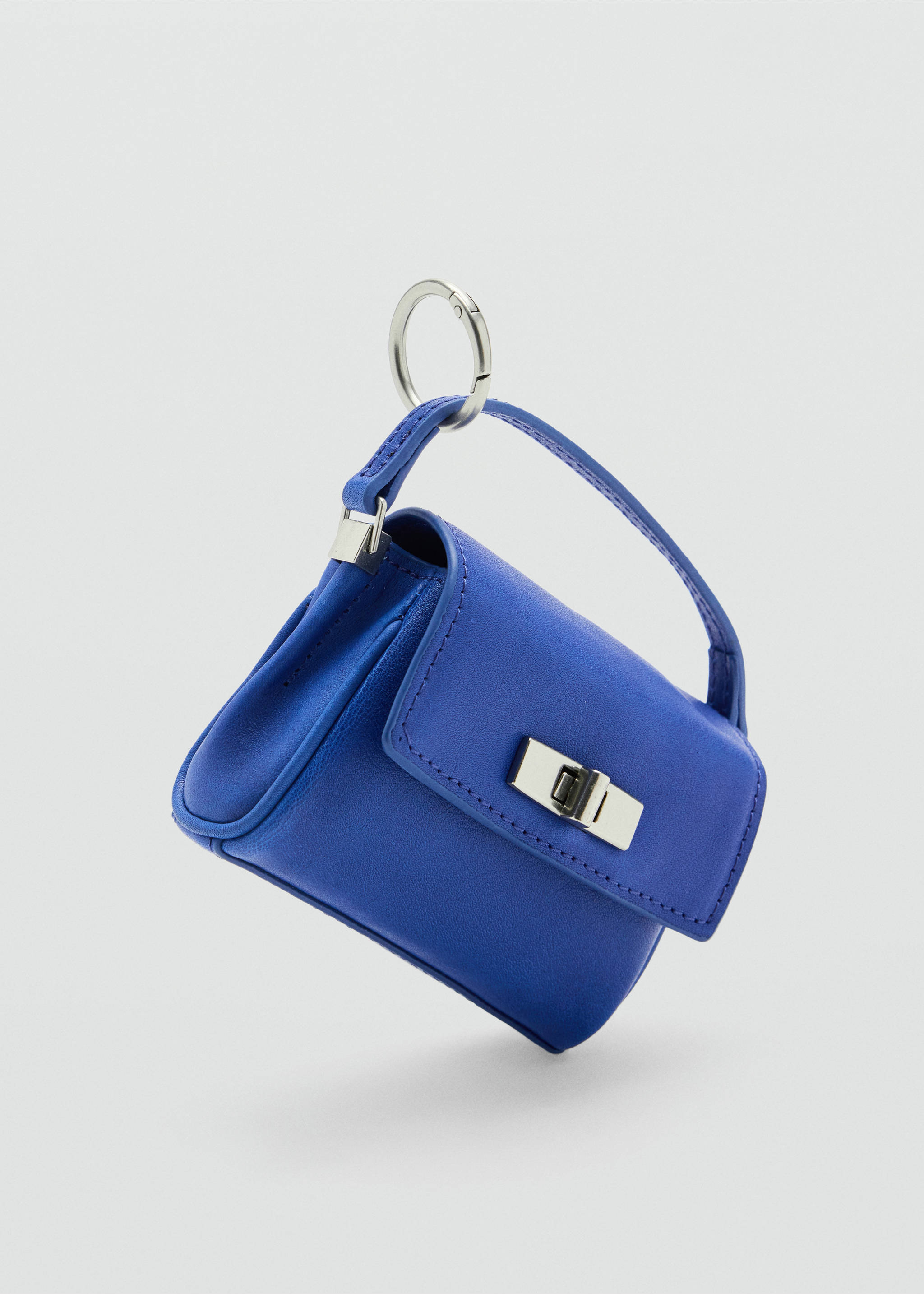 Royal blue miniature handbag keyring with a silver-tone turn-lock clasp., Vibrant blue. Ref: 37086012-00.