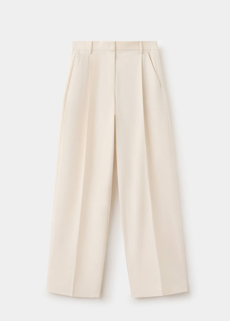 Pleated suit trousers — Ecru