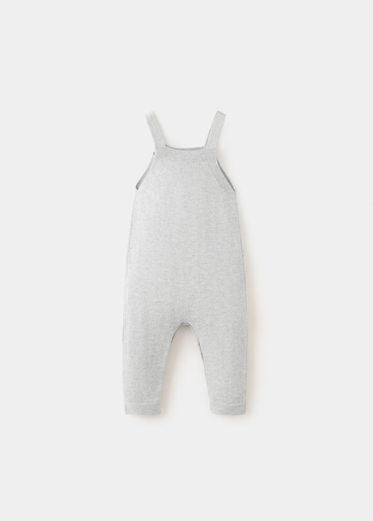 Long knitted dungarees with pockets — Medium Heather Grey