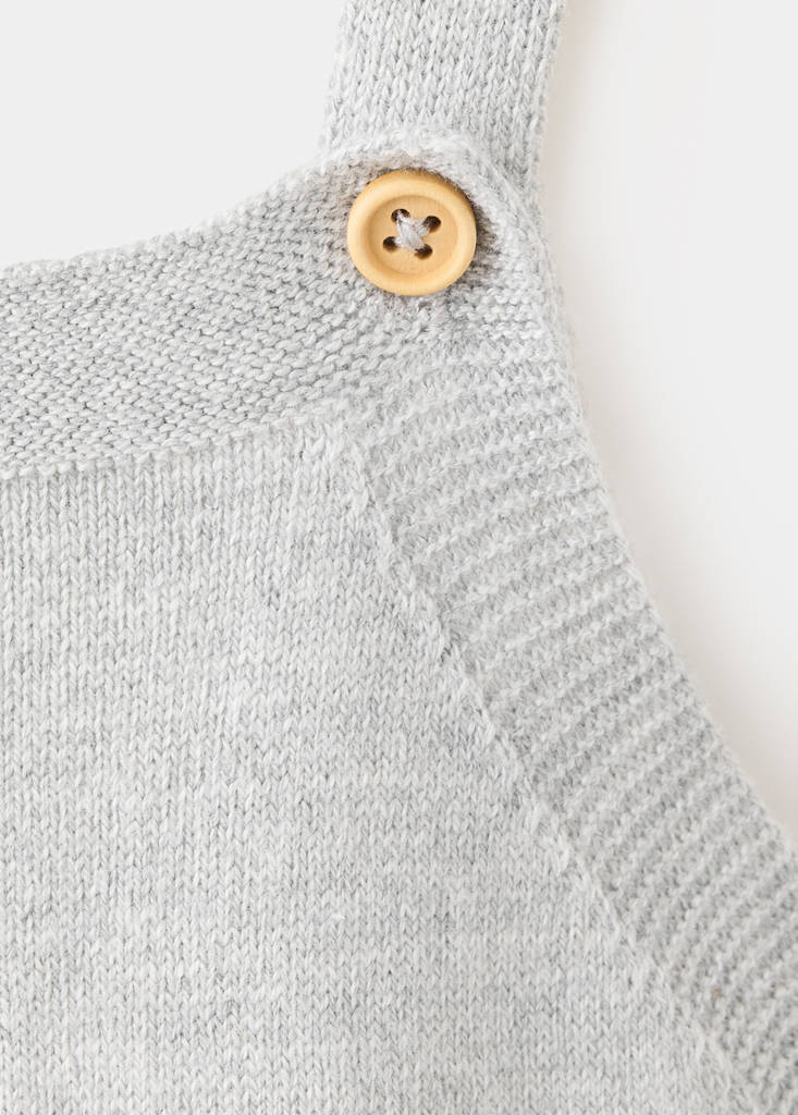Long knitted dungarees with pockets — Medium Heather Grey