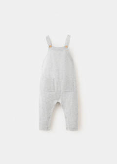 Long knitted dungarees with pockets — Medium Heather Grey 1