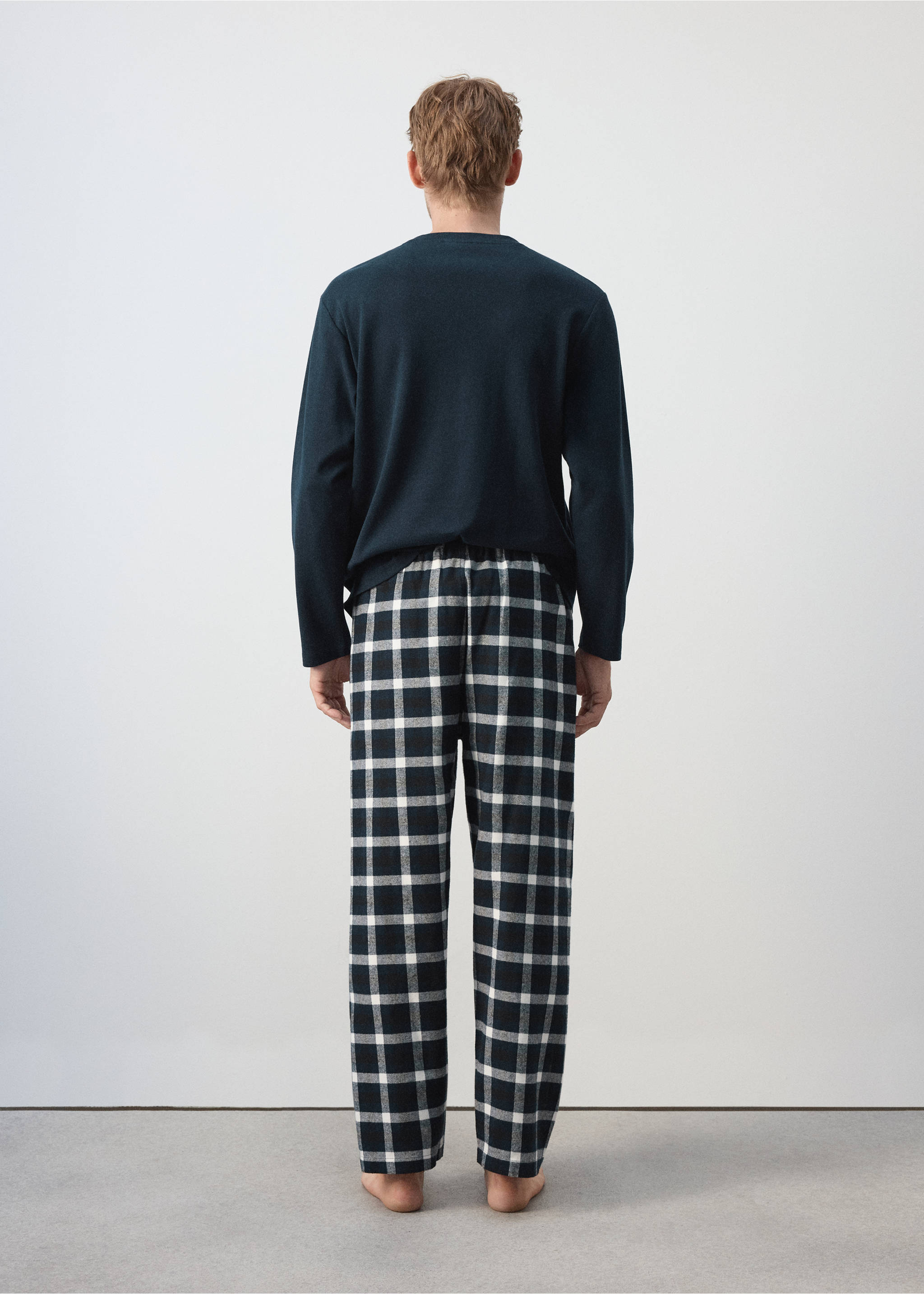 Check cotton pyjama pack - Reverse of the article, Navy. Ref: 37086325-00.