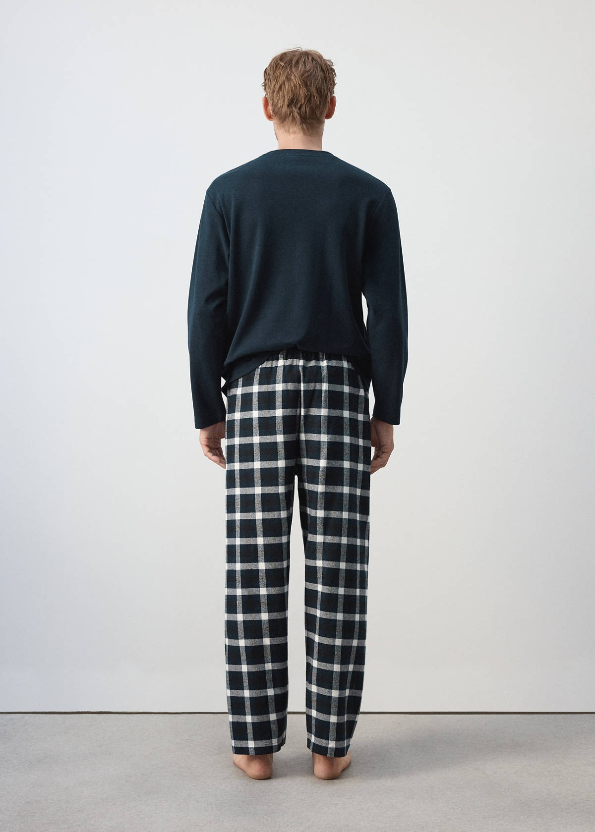 Check cotton pyjama pack — Navy