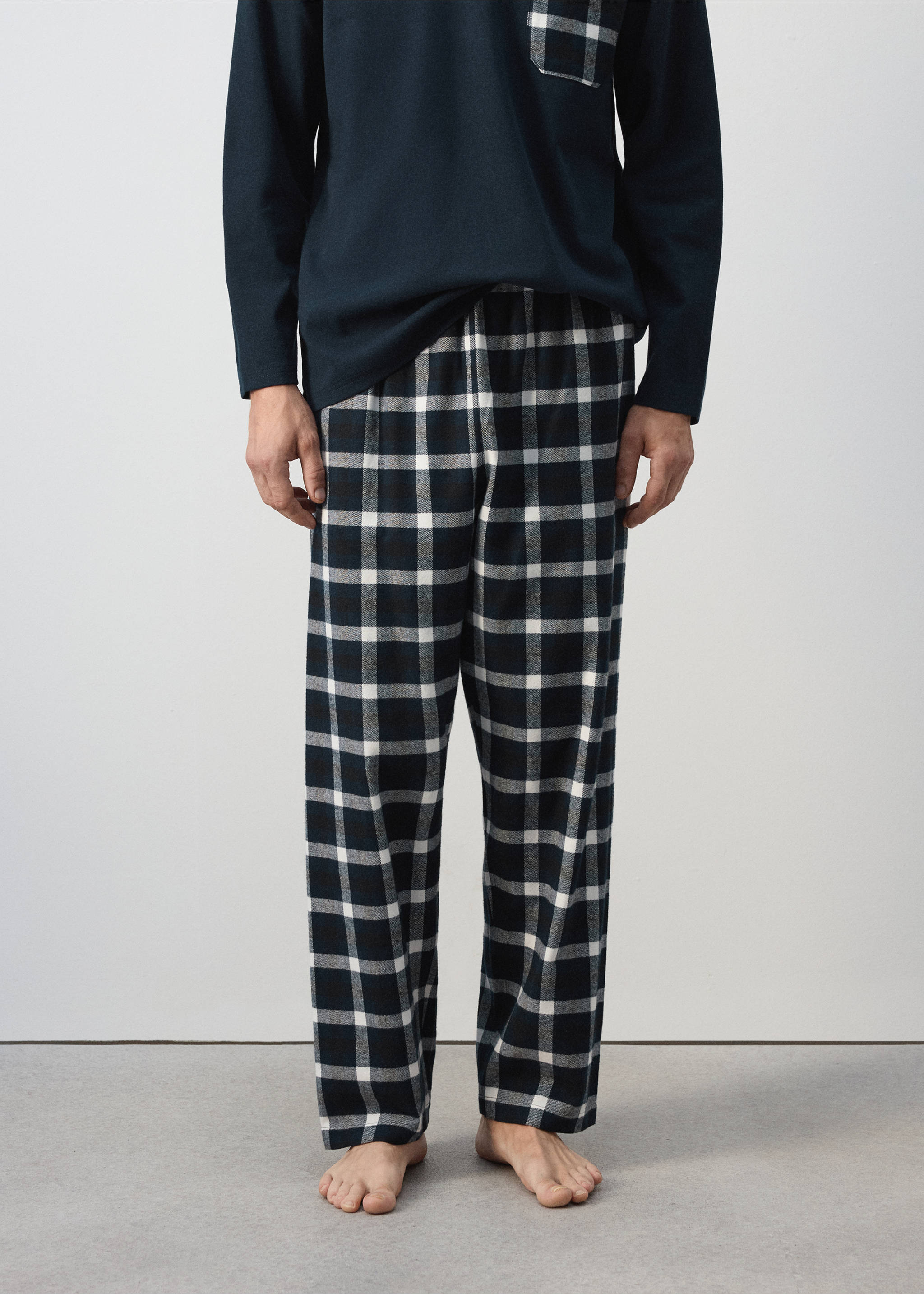 Check cotton pyjama pack - Details of the article 1, Navy. Ref: 37086325-00.