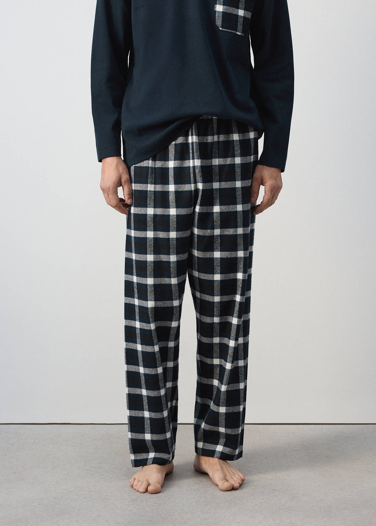 Check cotton pyjama pack — Navy