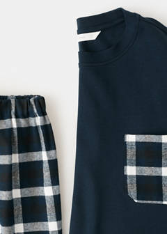 Check cotton pyjama pack — Navy 6