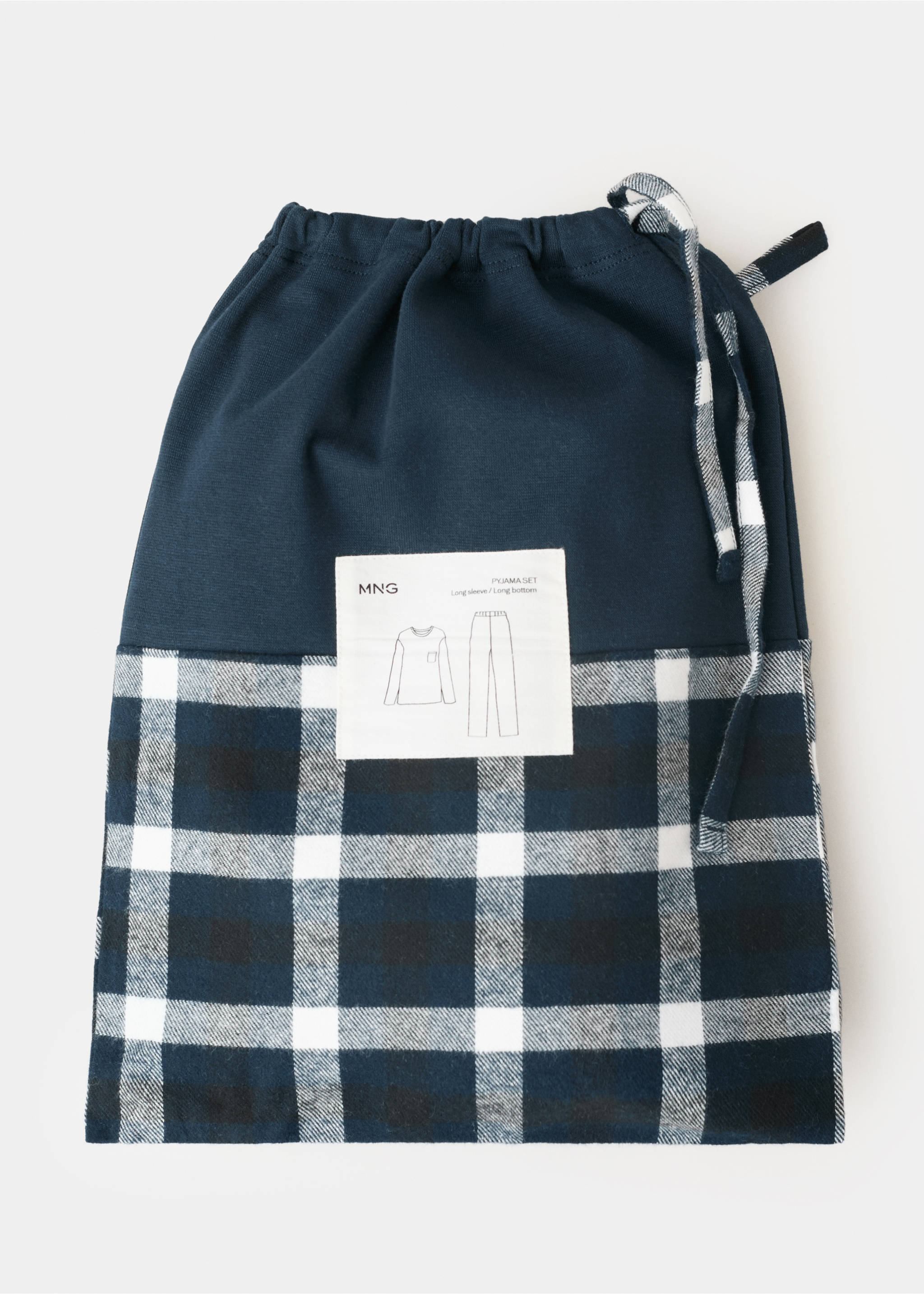 Check cotton pyjama pack - Details of the article 0, Navy. Ref: 37086325-00.
