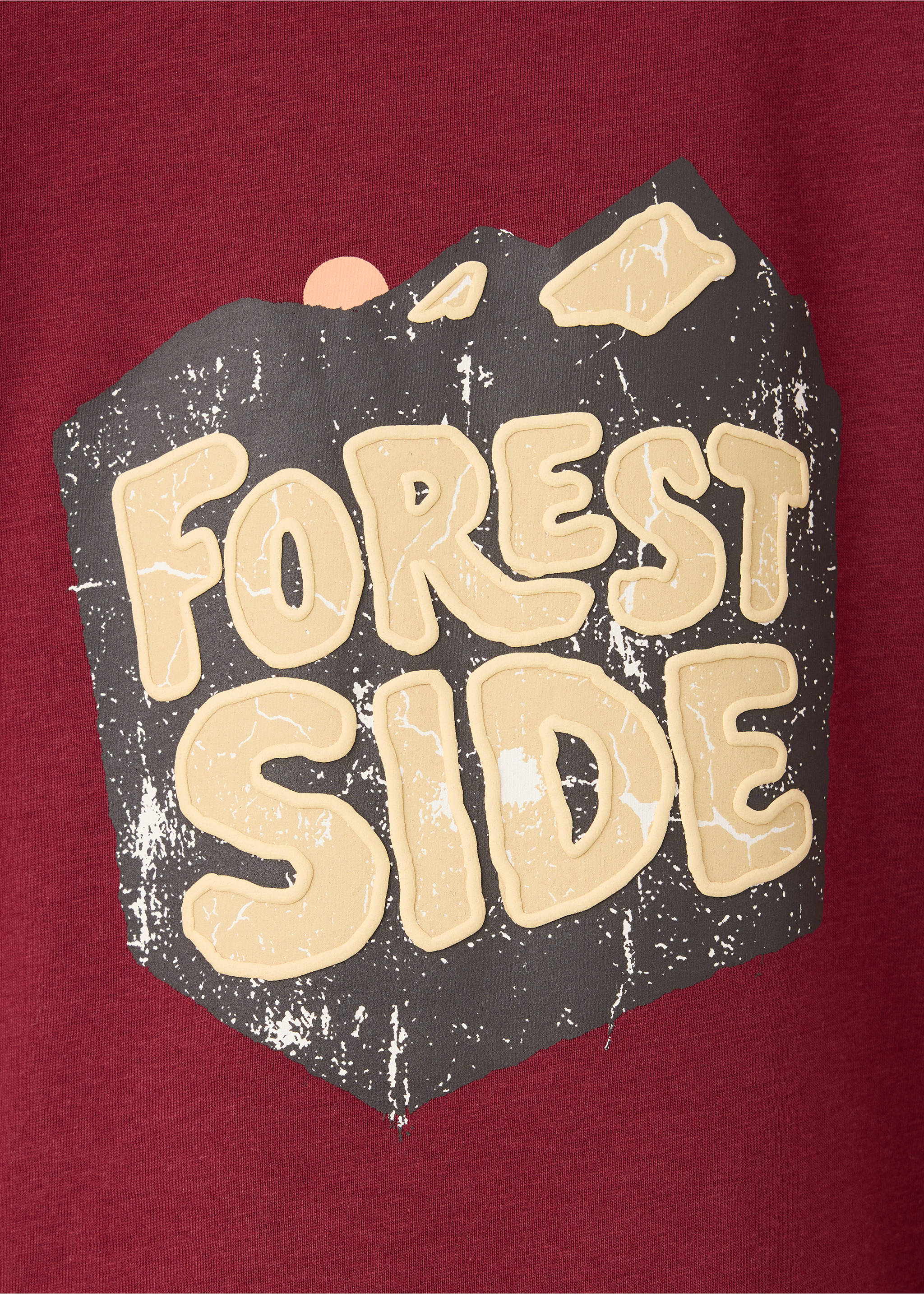 Cotton T-shirt with printed text - Details of the article 8, Maroon. Ref: 37086328-00.