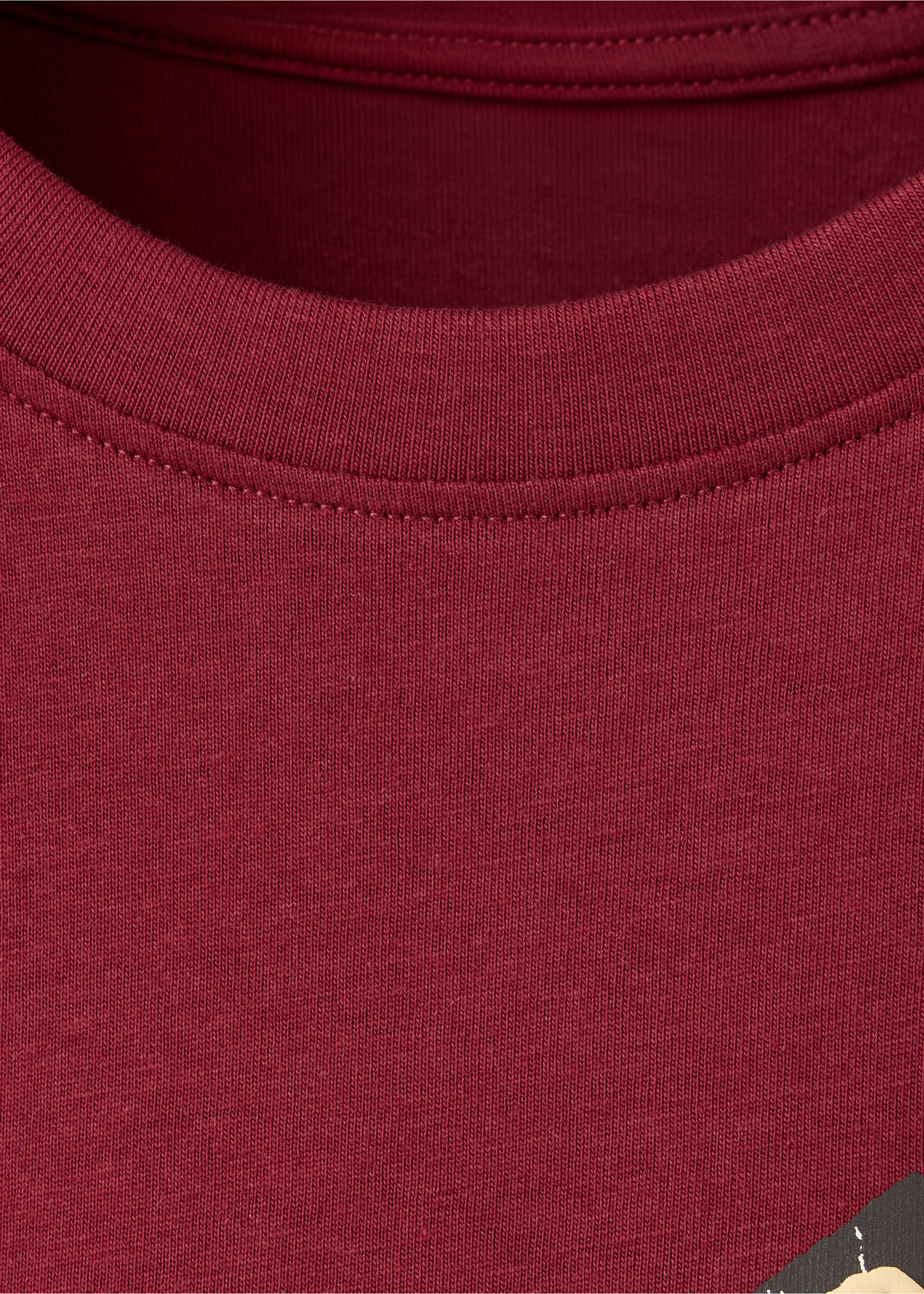 Cotton T-shirt with printed text - Details of the article 0, Maroon. Ref: 37086328-00.