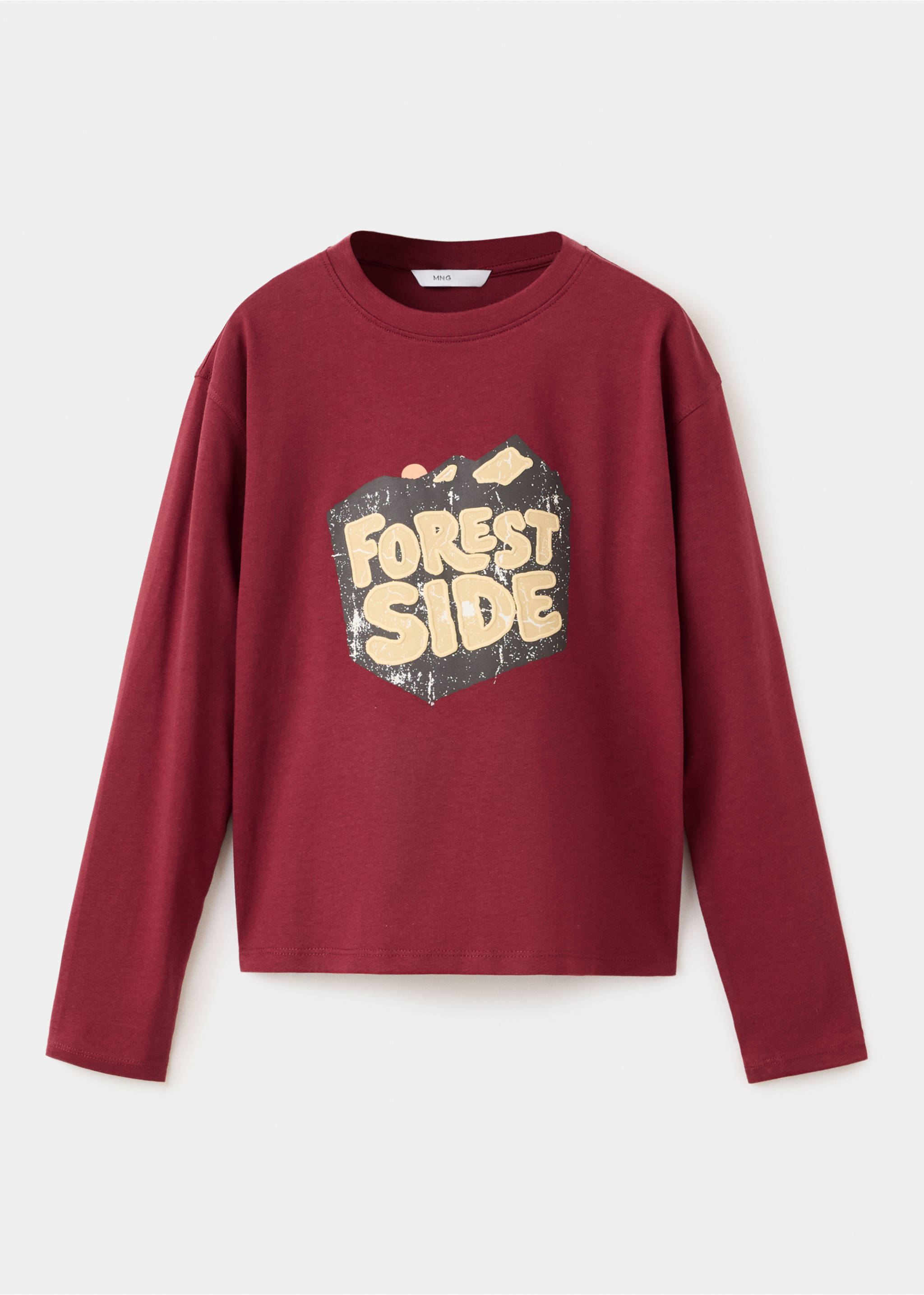 Cotton T-shirt with printed text - Article without model, Maroon. Ref: 37086328-00.
