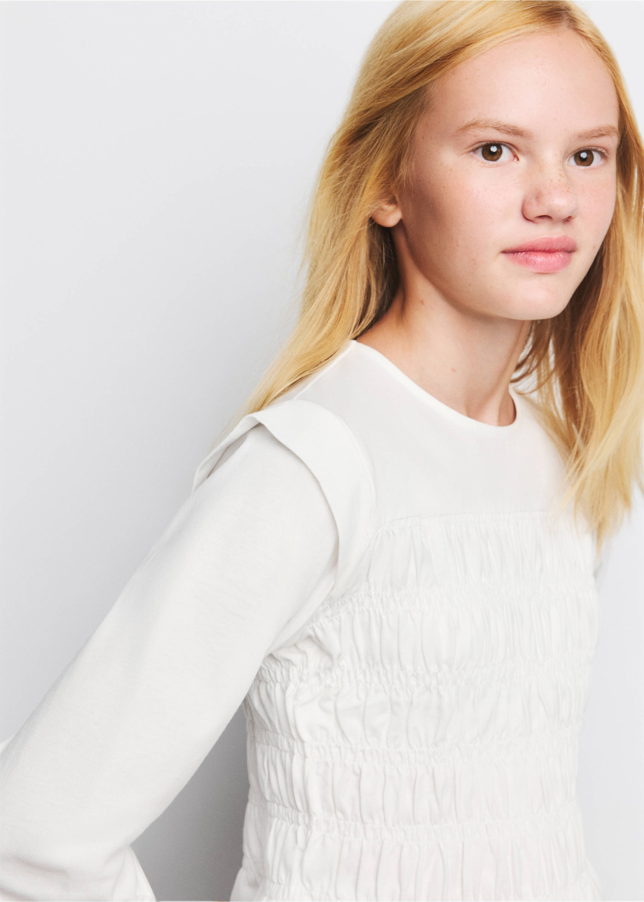Fitted honeycomb T-shirt - Details of the article 1, Off White. Ref: 37086330-00.