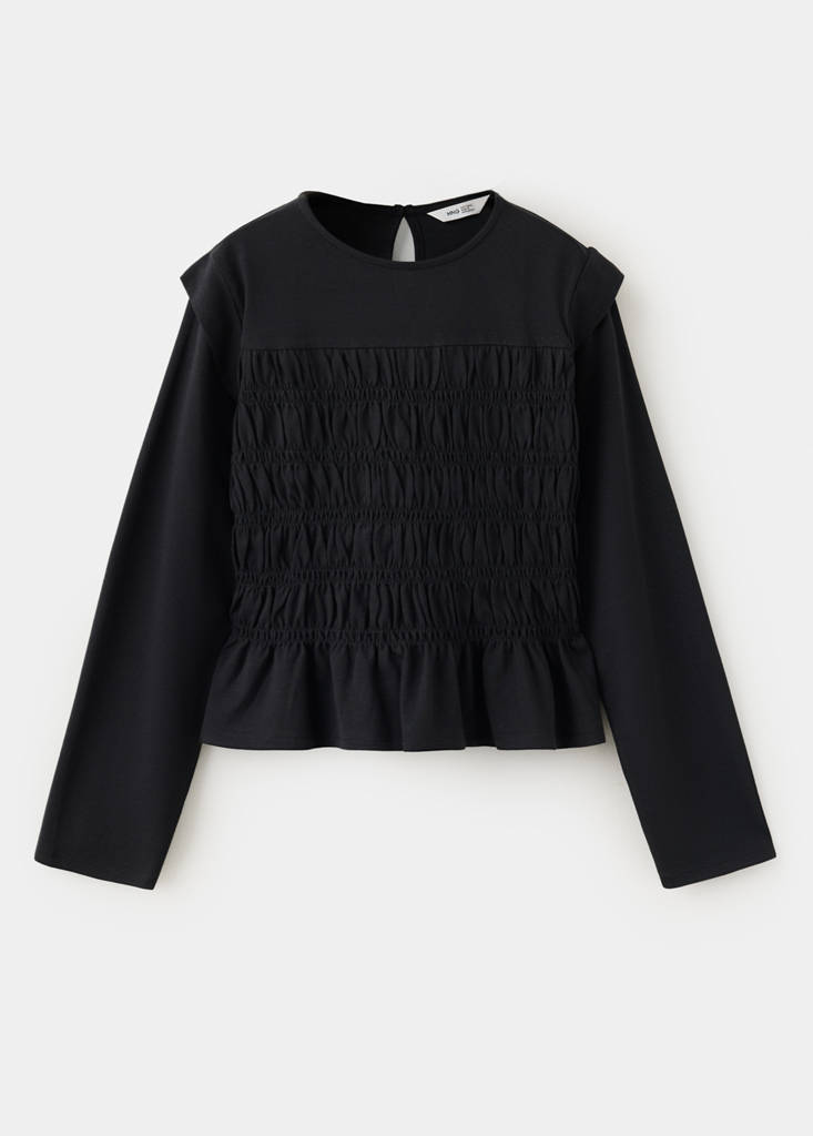 Fitted honeycomb T-shirt — Black