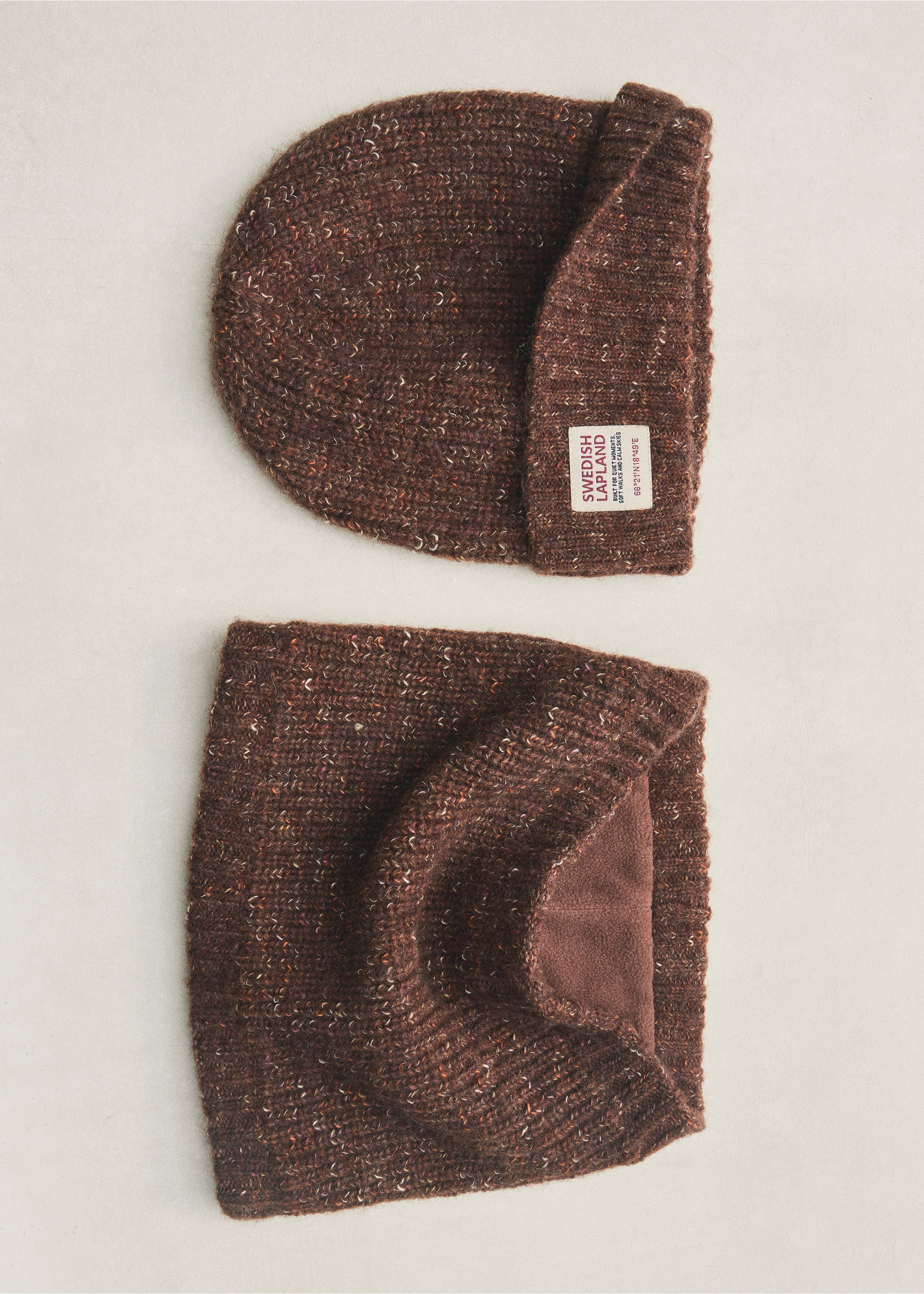 Flecked knit scarf - Details of the article 5, Brown. Ref: 37086333-00.