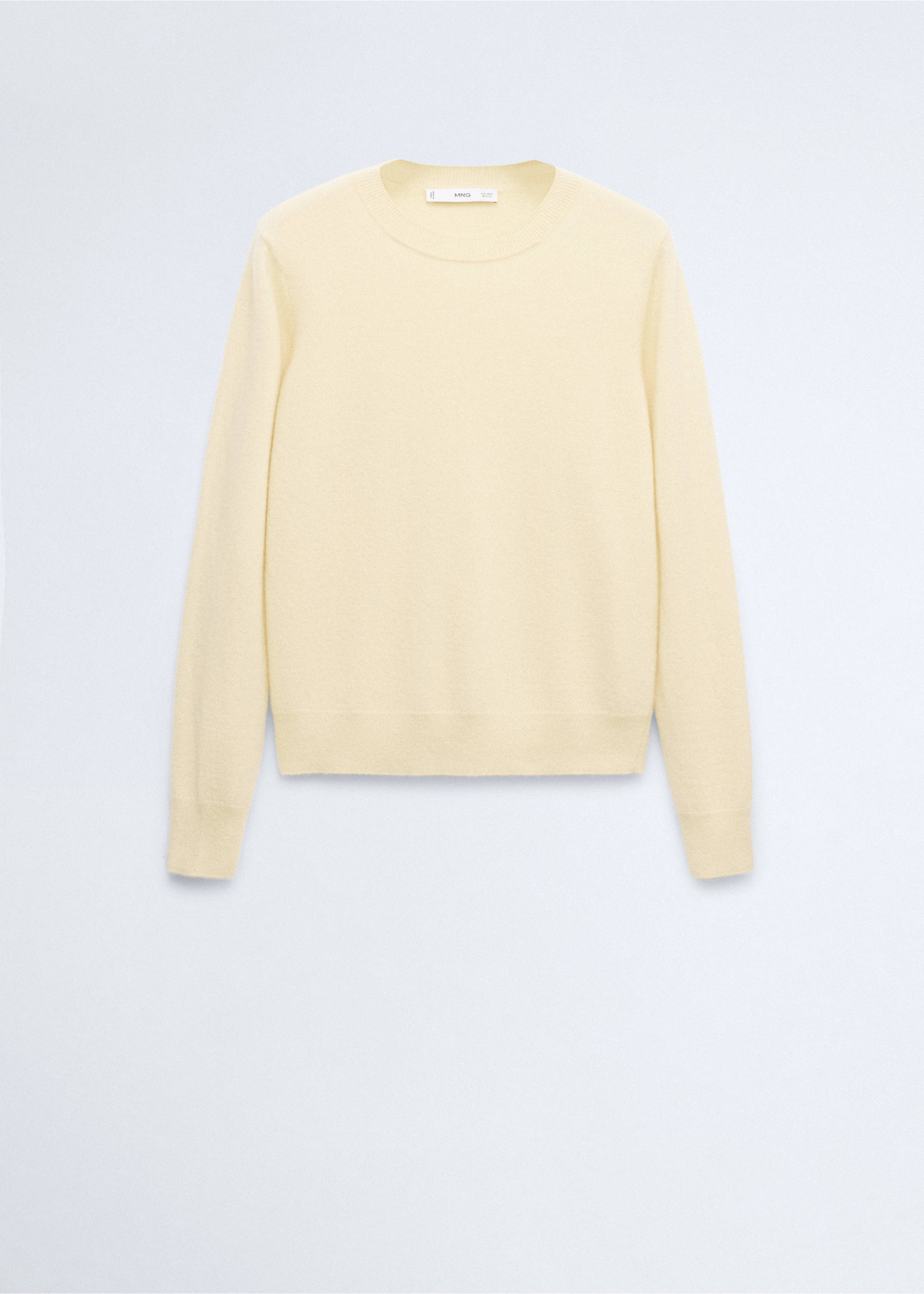 100% cashmere round-neck sweater - Article without model, Pastel Yellow. Ref: 37086334-00.