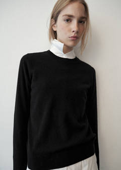 100% cashmere round-neck sweater — Black 1