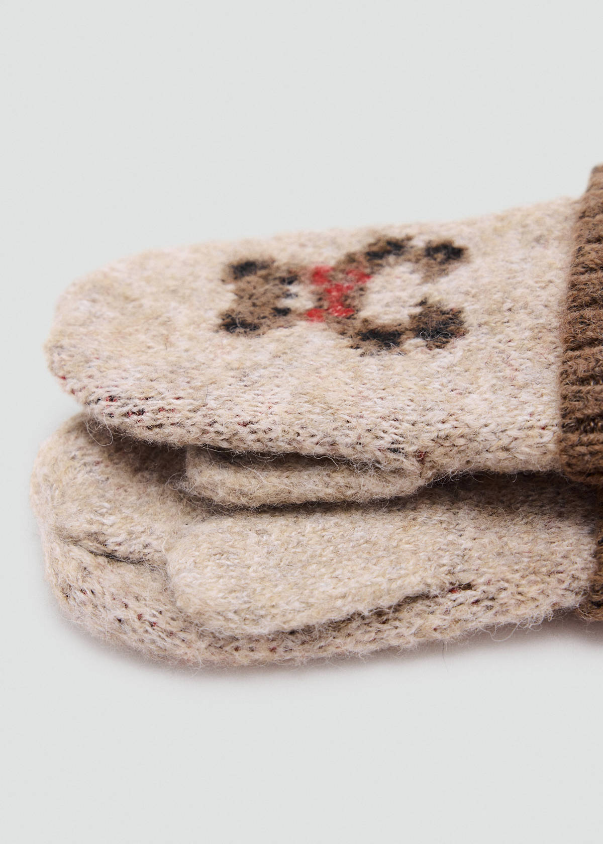 Knitted bear mittens — Medium Brown