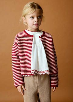 Stripped knit cardigan — Red 2