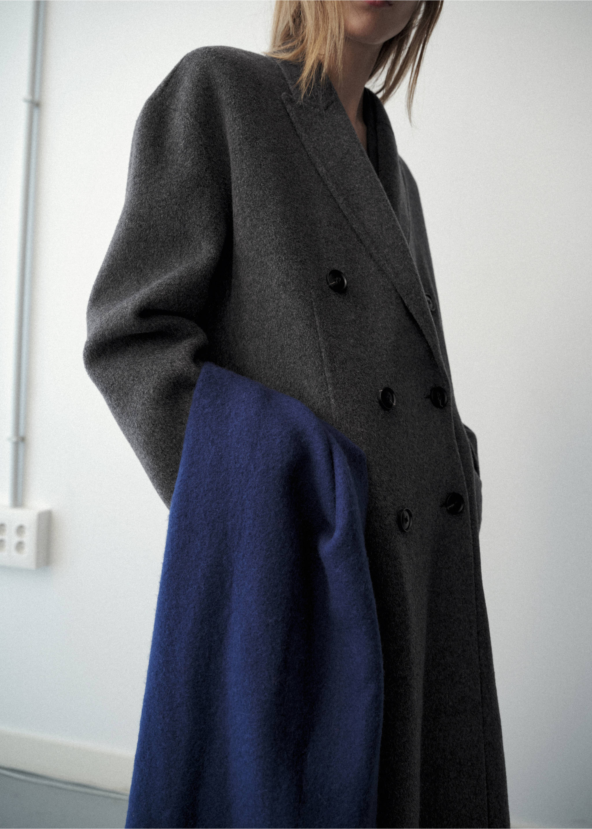 Long wool coat - Medium plane, Grey. Ref: 37086342-00.
