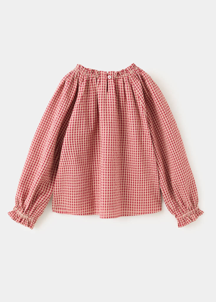Gingham check blouse — Red