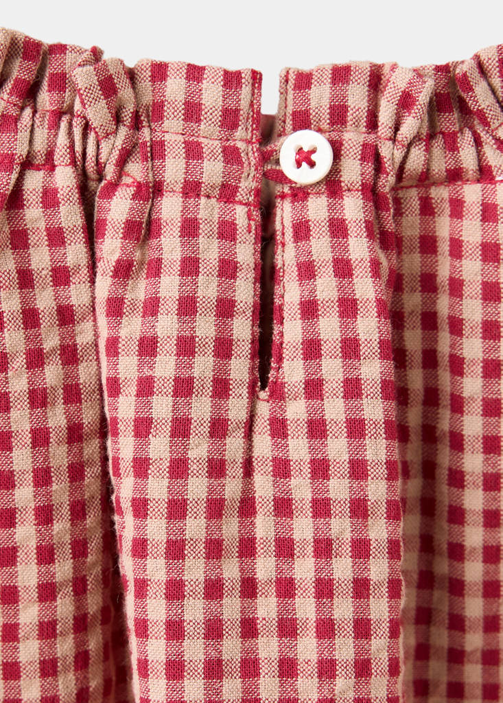Gingham check blouse — Red