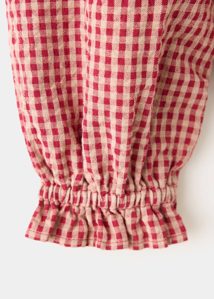 Gingham check blouse — Red