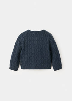 Knitted braided cardigan — Petrol Blue 4