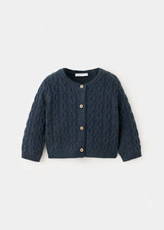 Knitted braided cardigan — Petrol Blue 2