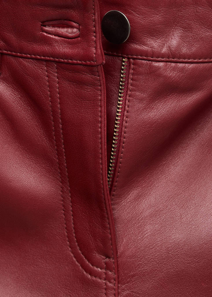Straight-fit leather trousers — Wine