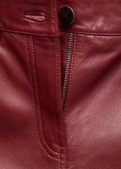 Straight-fit leather trousers — Wine 7