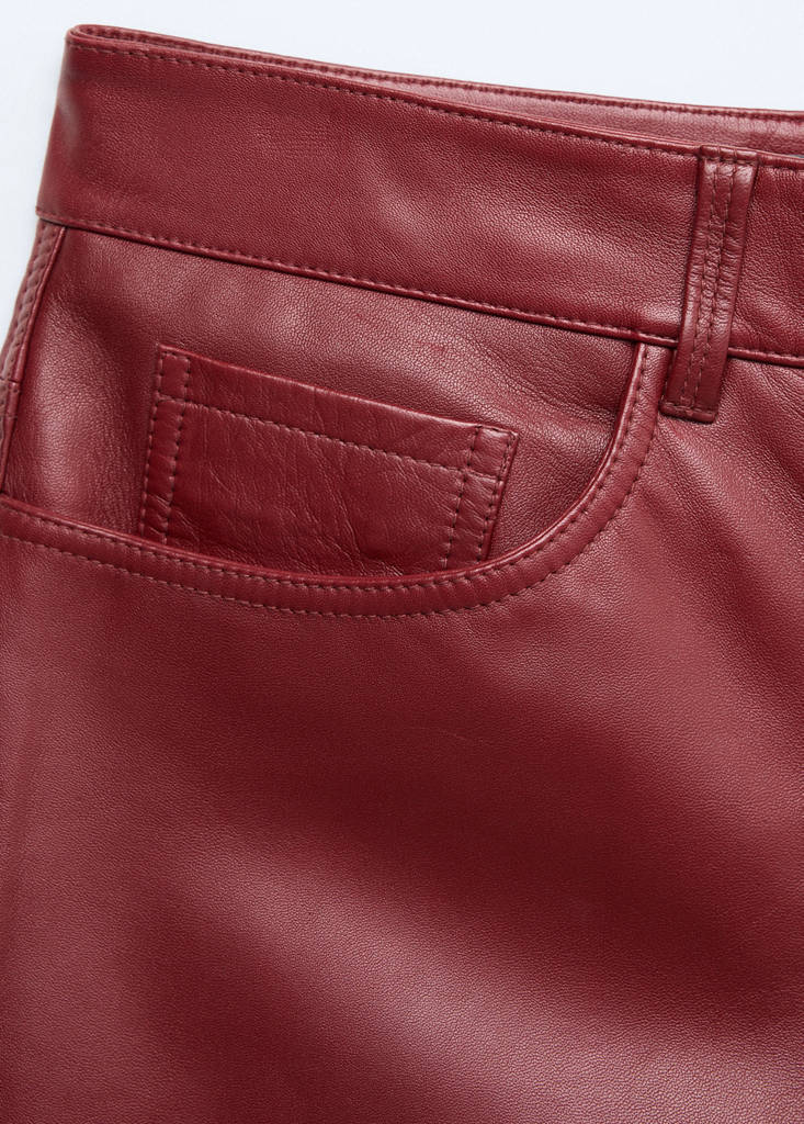 Straight-fit leather trousers — Wine