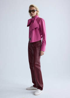 Straight-fit leather trousers — Wine 10