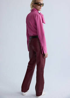 Straight-fit leather trousers — Wine 11