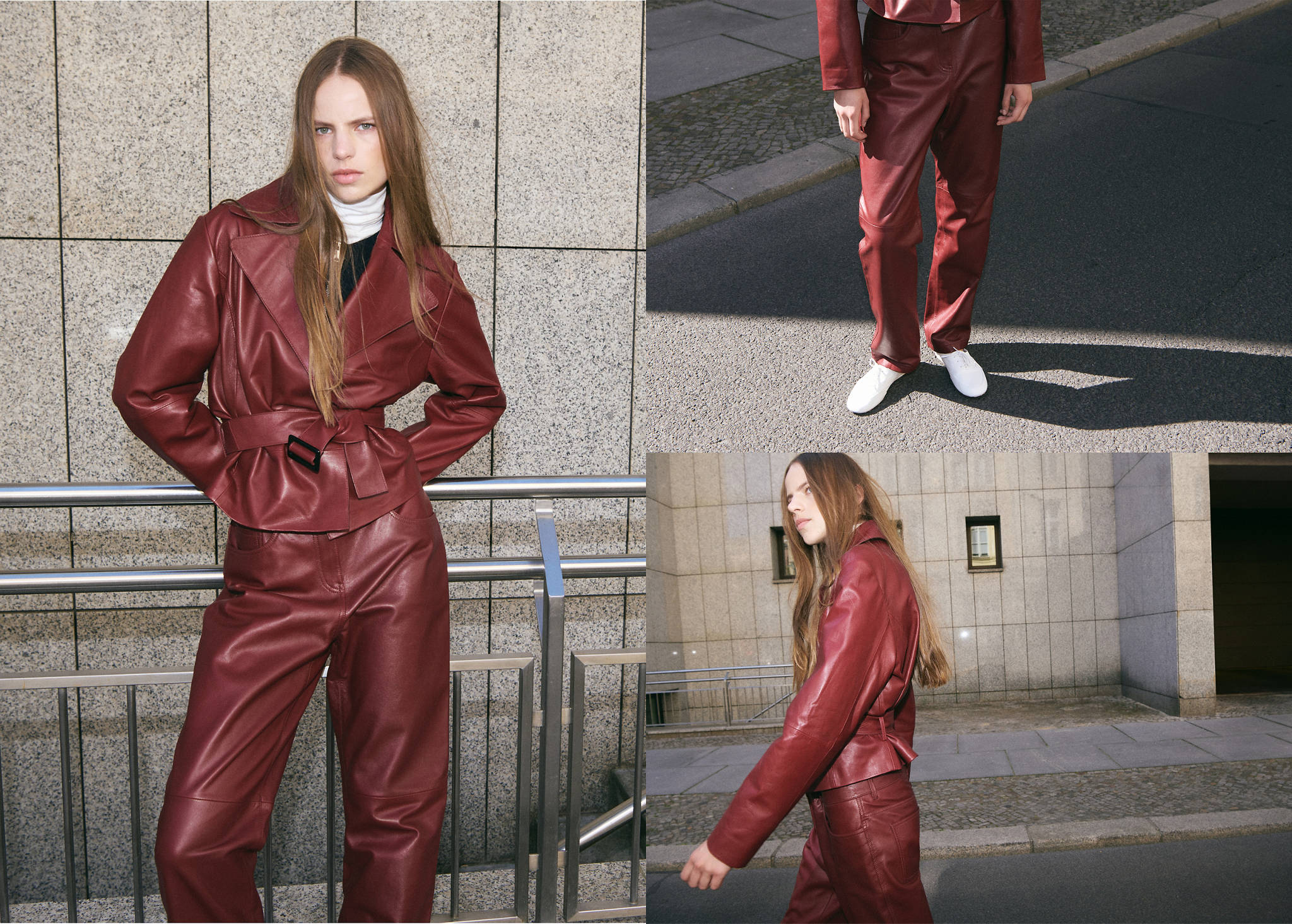 Straight-fit leather trousers - Details of the article 1