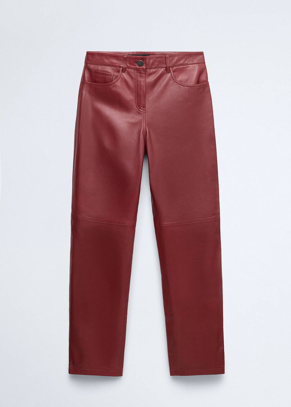 Straight-fit leather trousers — Wine