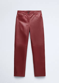 Straight-fit leather trousers — Wine 6