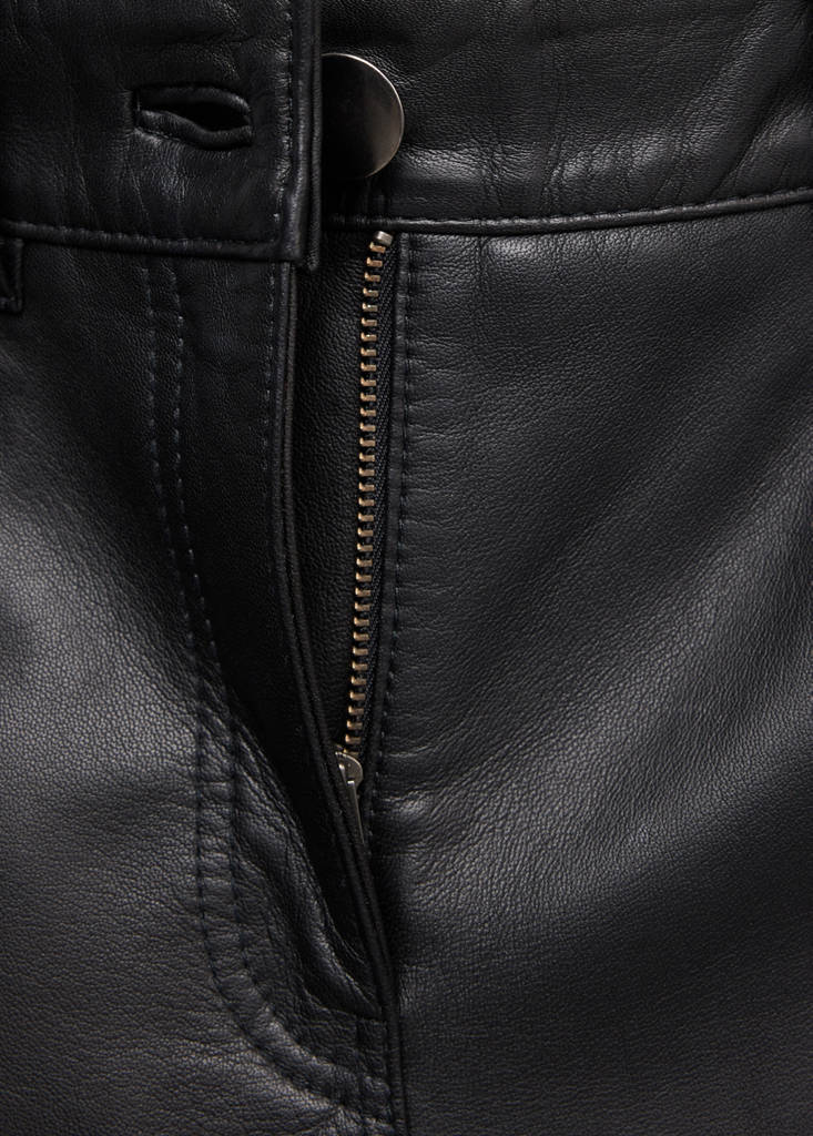 Straight-fit leather trousers — Black
